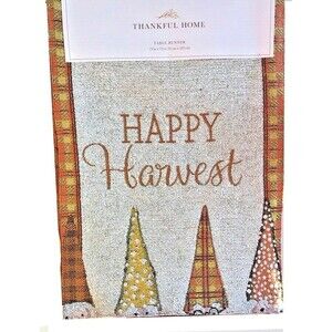 Thanksgiving Gnomes Table Runner 13x72" Tapestry Happy Harvest Fall Colors